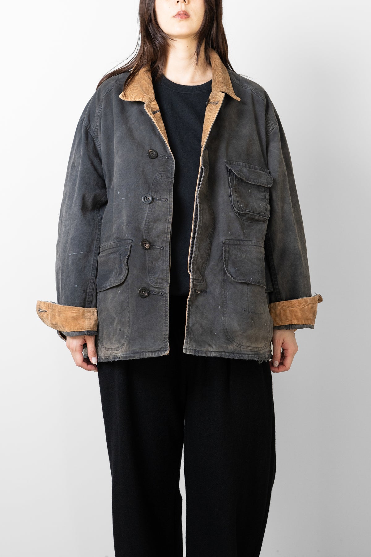 ANCELLM / REVERSIBLE WORK JACKET "BLACK"