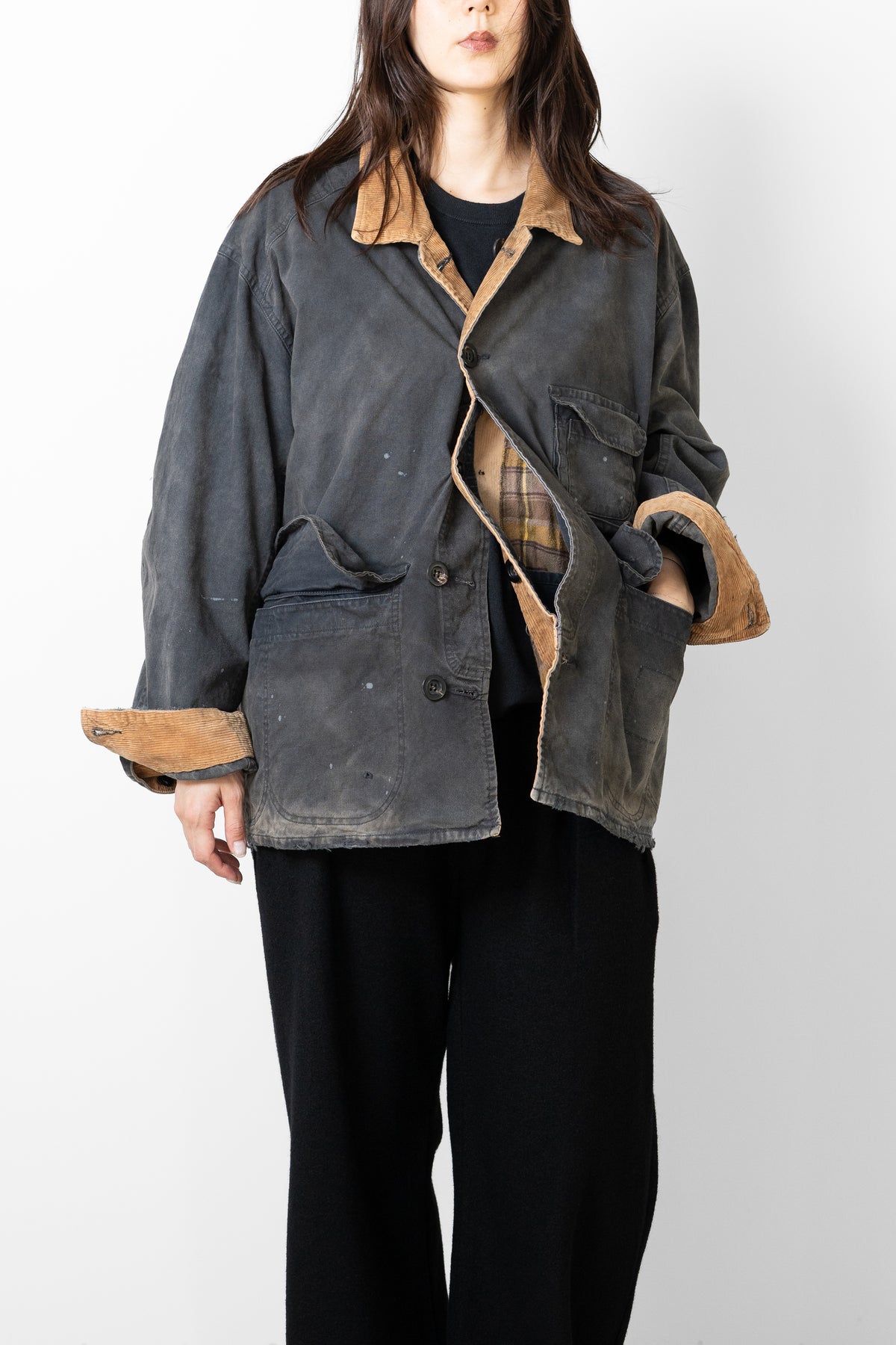 ANCELLM / REVERSIBLE WORK JACKET "BLACK"
