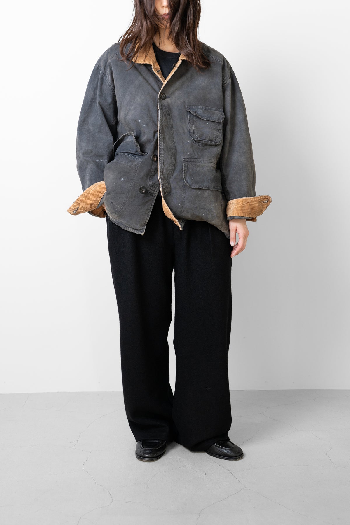 ANCELLM / REVERSIBLE WORK JACKET "BLACK"