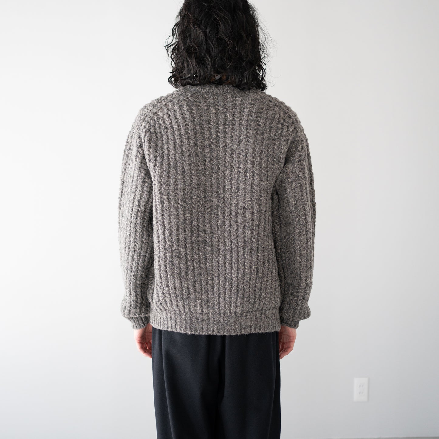 YOKE/ Baby Alpaca Big Waffle Sweater "TOP GRAY"