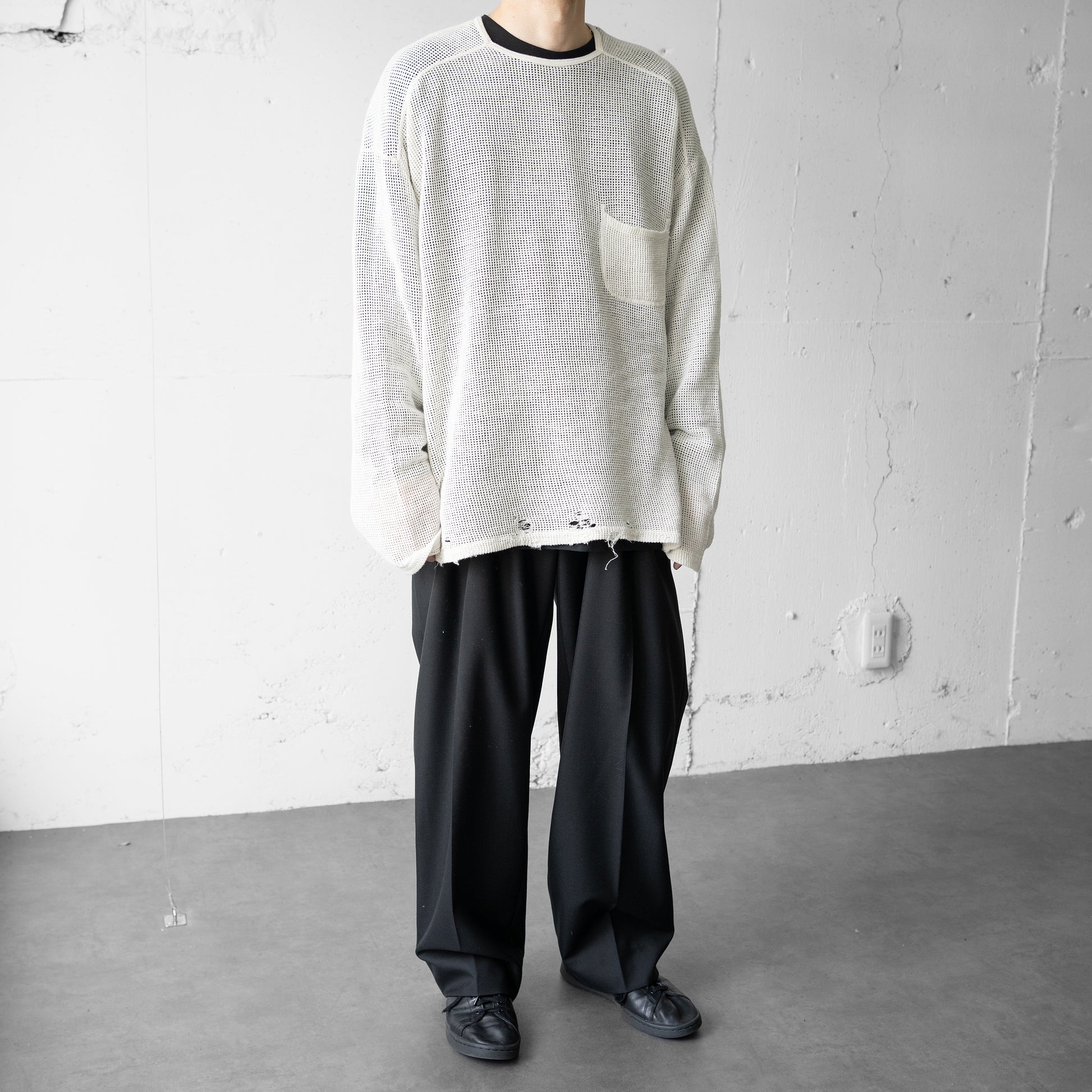 ANCELLM(アンセルム) / MARBLING MESH LS T-SHIRT 