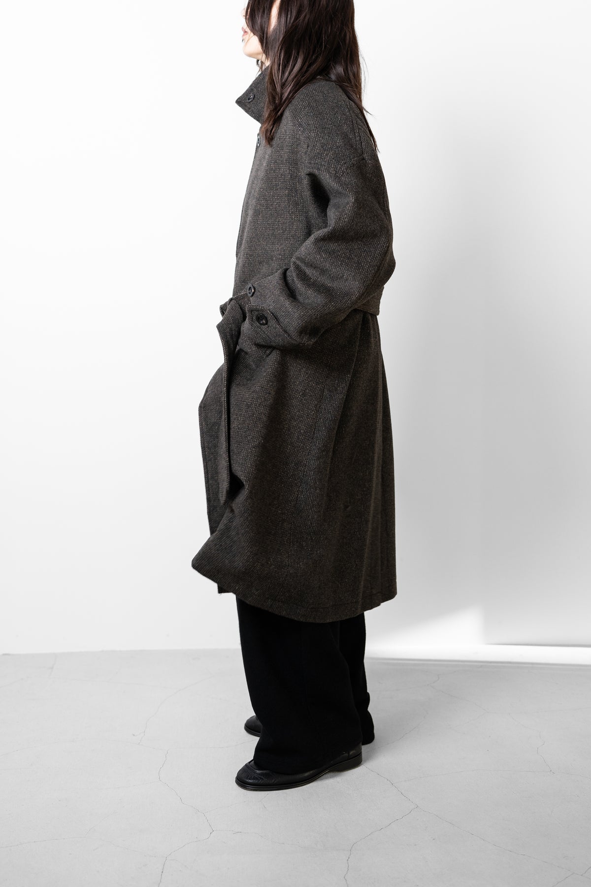 ANCELLM / WOOL BLANKET BALMACAAN COAT "D.BROWN"