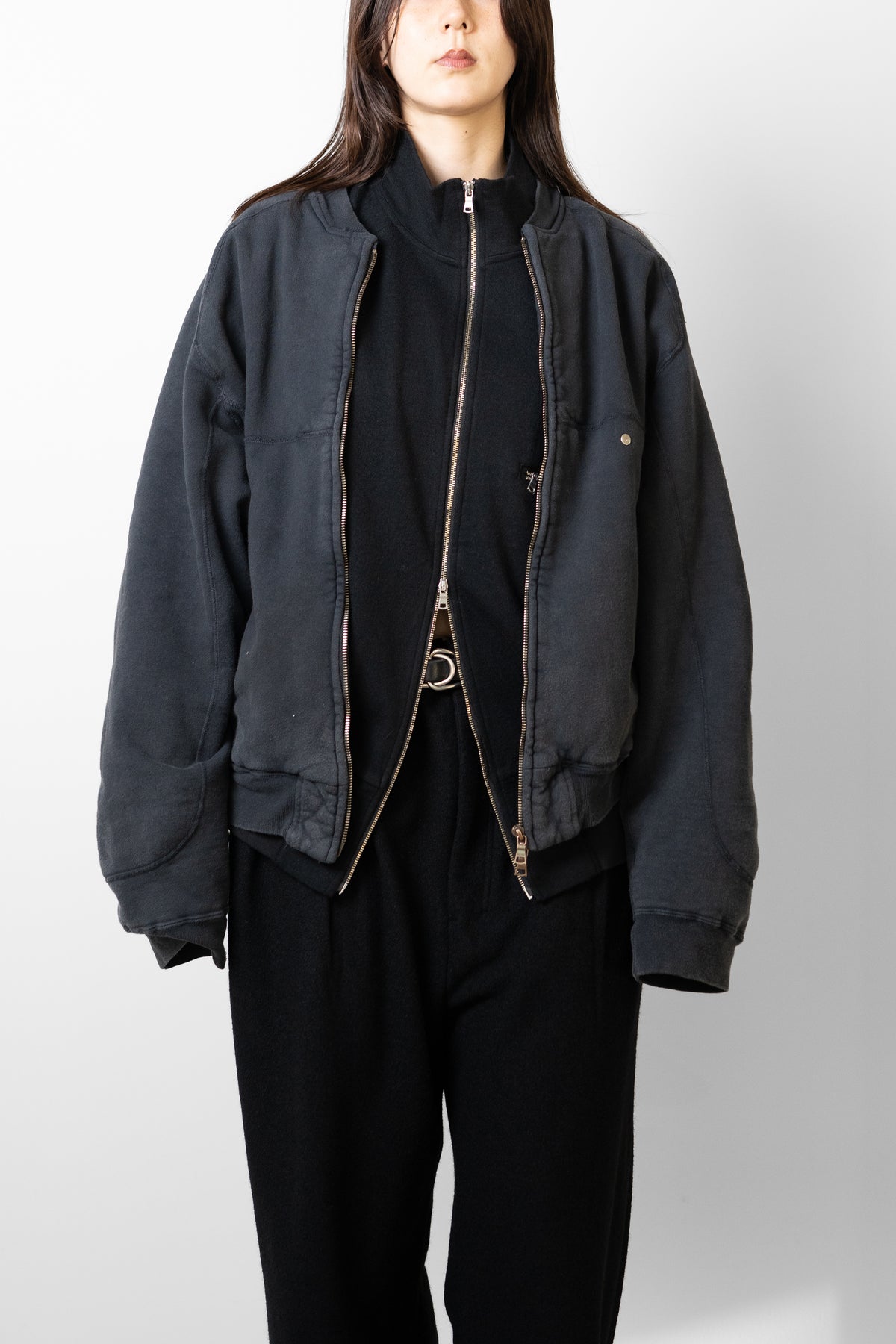 ANCELLM / FLEECE-LINED SWEAT VERSITY SHIRT "BLACK"