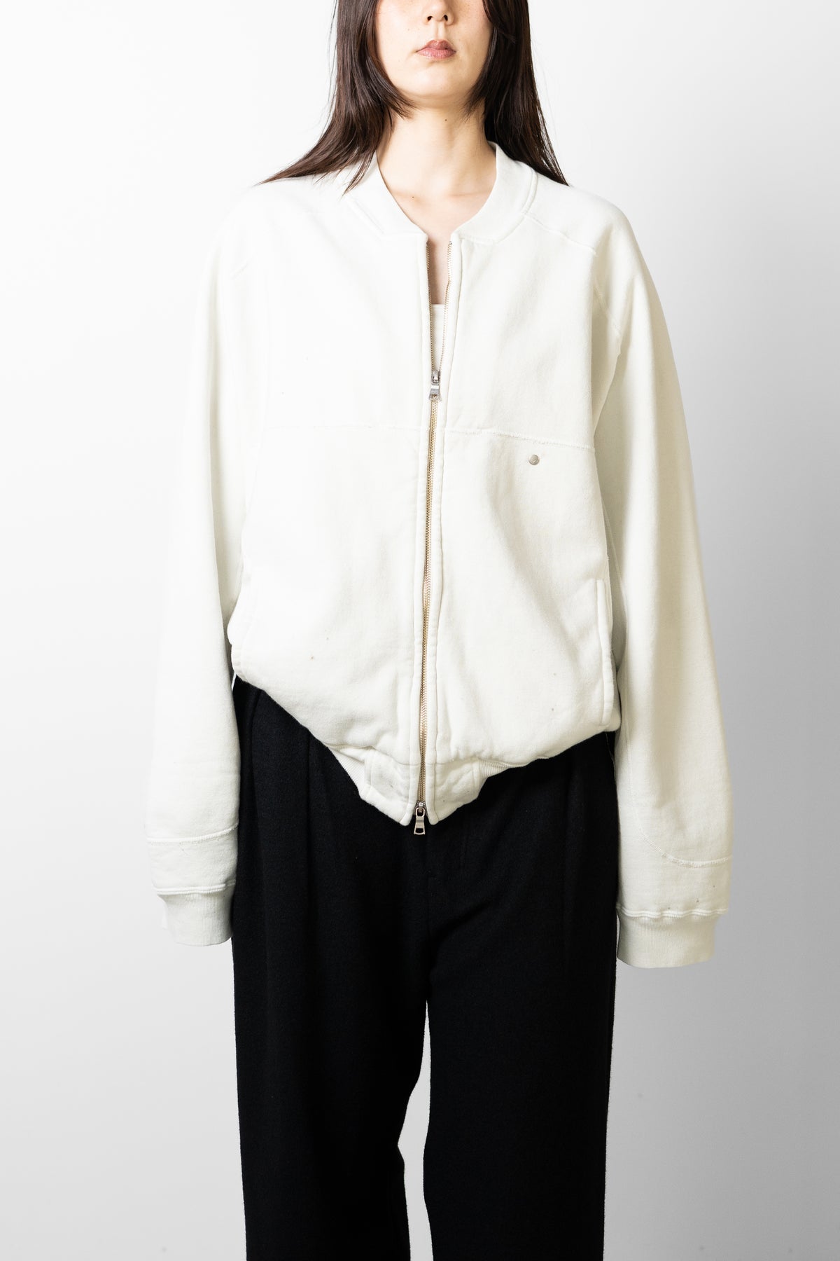 ANCELLM / FLEECE-LINED SWEAT VERSITY SHIRT "WHITE"