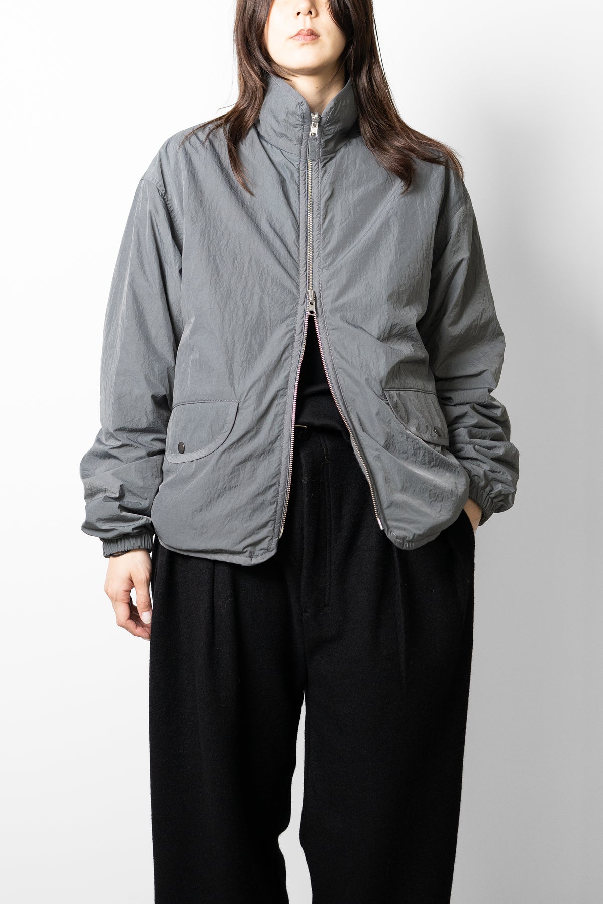 YOKE/ Wool Cashmere Fleece Reversible Blouson "Gray"