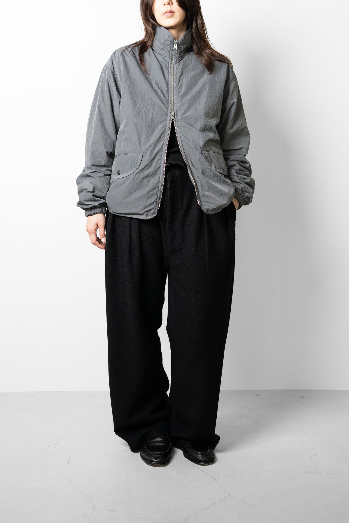 YOKE/ Wool Cashmere Fleece Reversible Blouson "Gray"