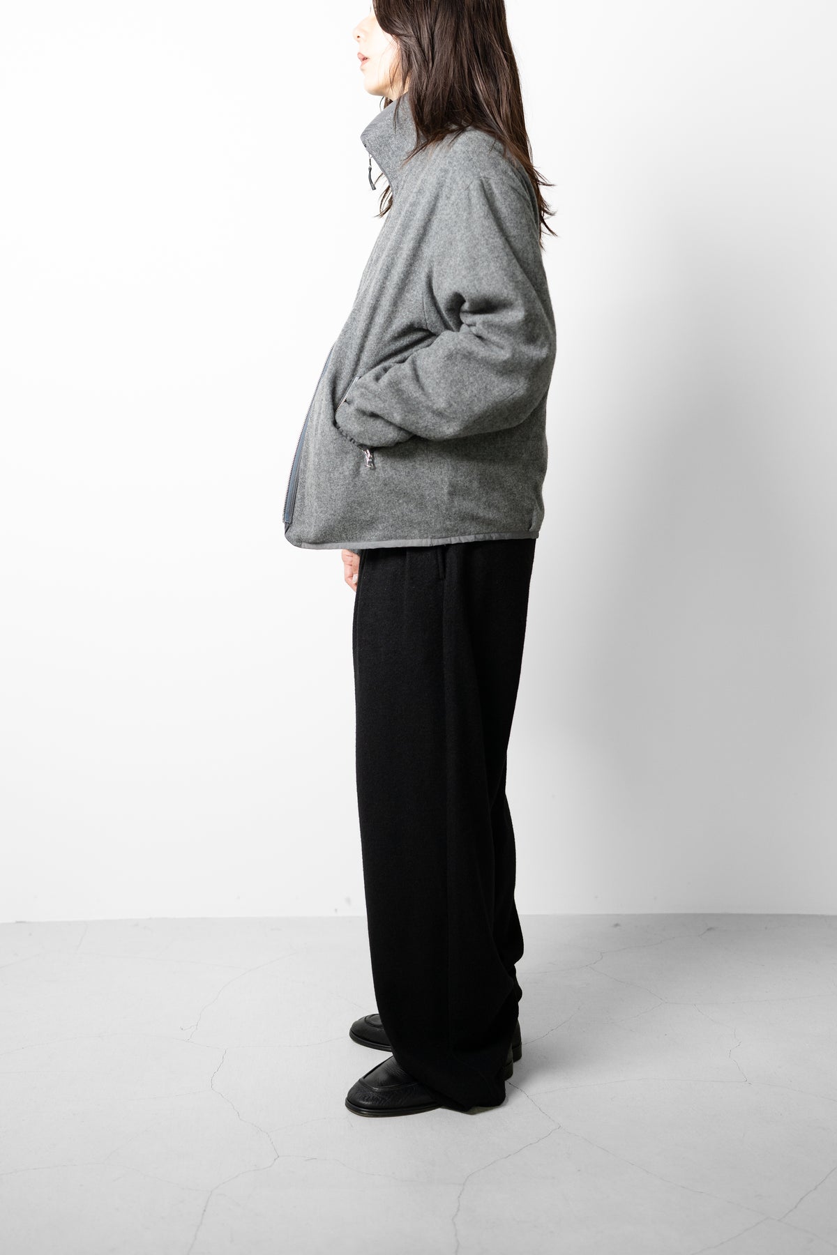 YOKE/ Wool Cashmere Fleece Reversible Blouson "Gray"
