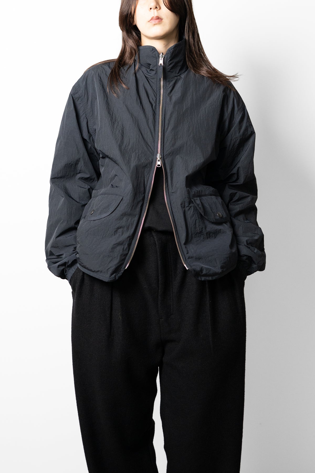 YOKE/ Wool Cashmere Fleece Reversible Blouson "Black"