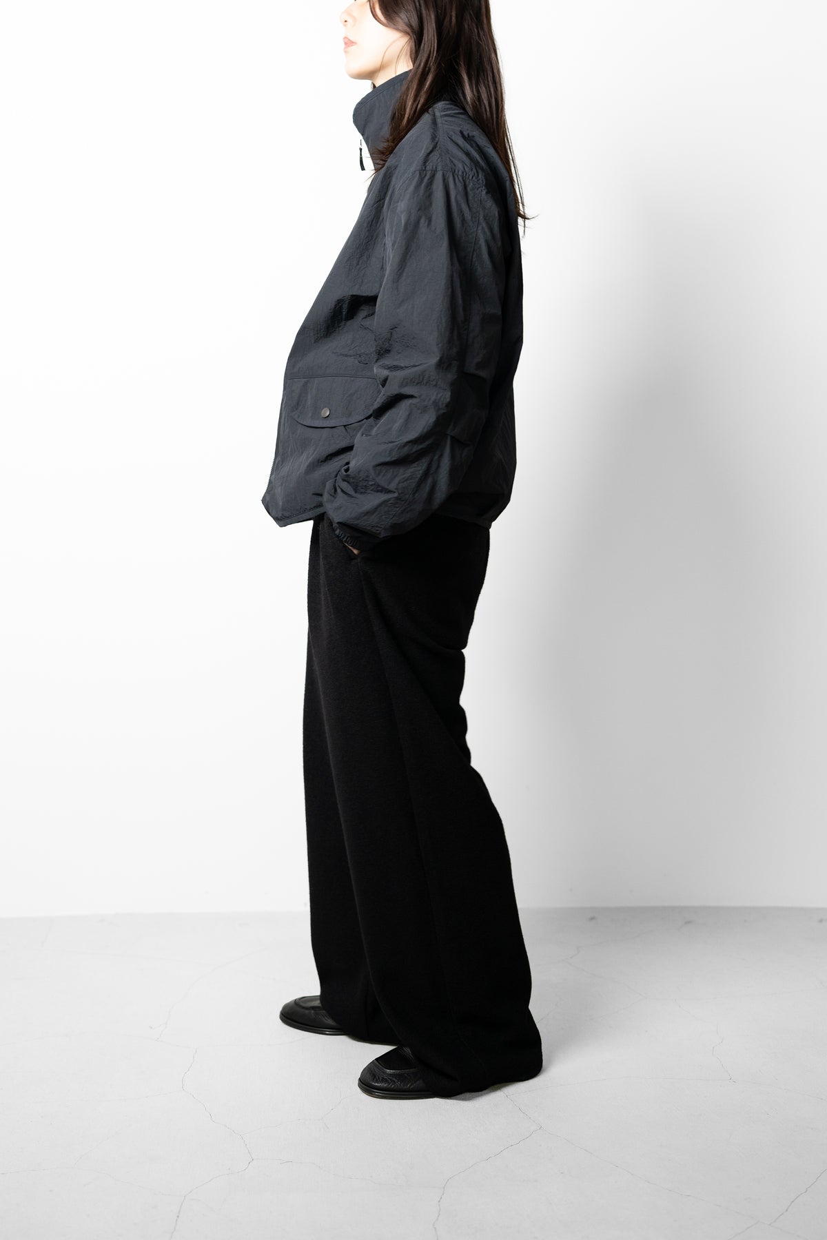 YOKE/ Wool Cashmere Fleece Reversible Blouson "Black"