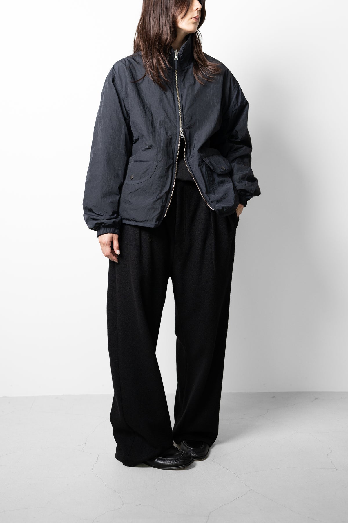 YOKE/ Wool Cashmere Fleece Reversible Blouson "Black"