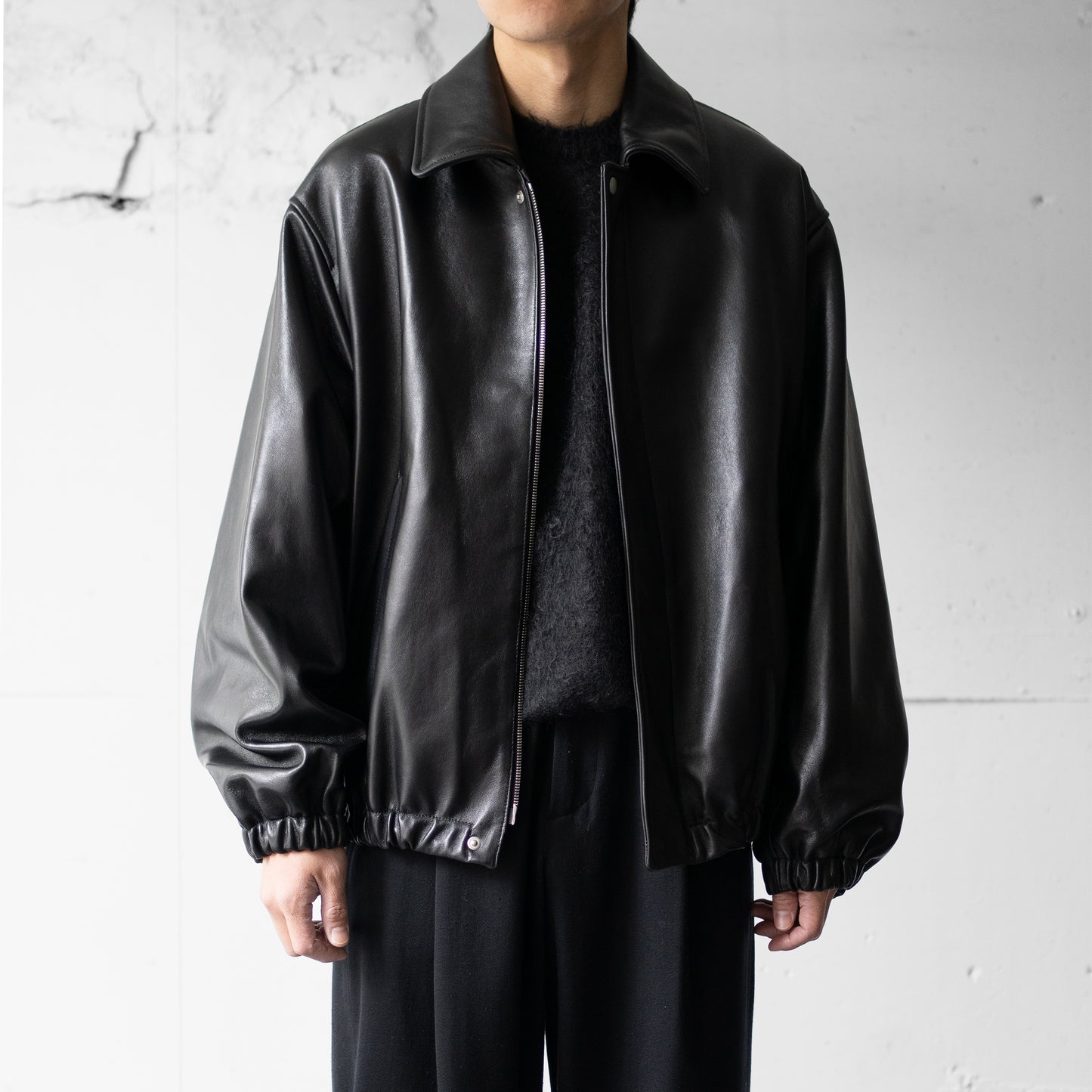 ssstein/ LEATHER ZIP SHORT JACKET "BLACK"