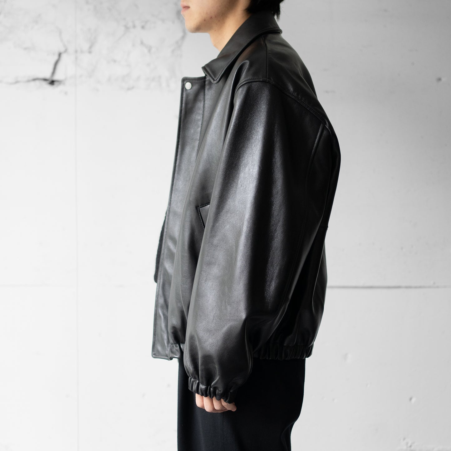 ssstein/ LEATHER ZIP SHORT JACKET "BLACK"