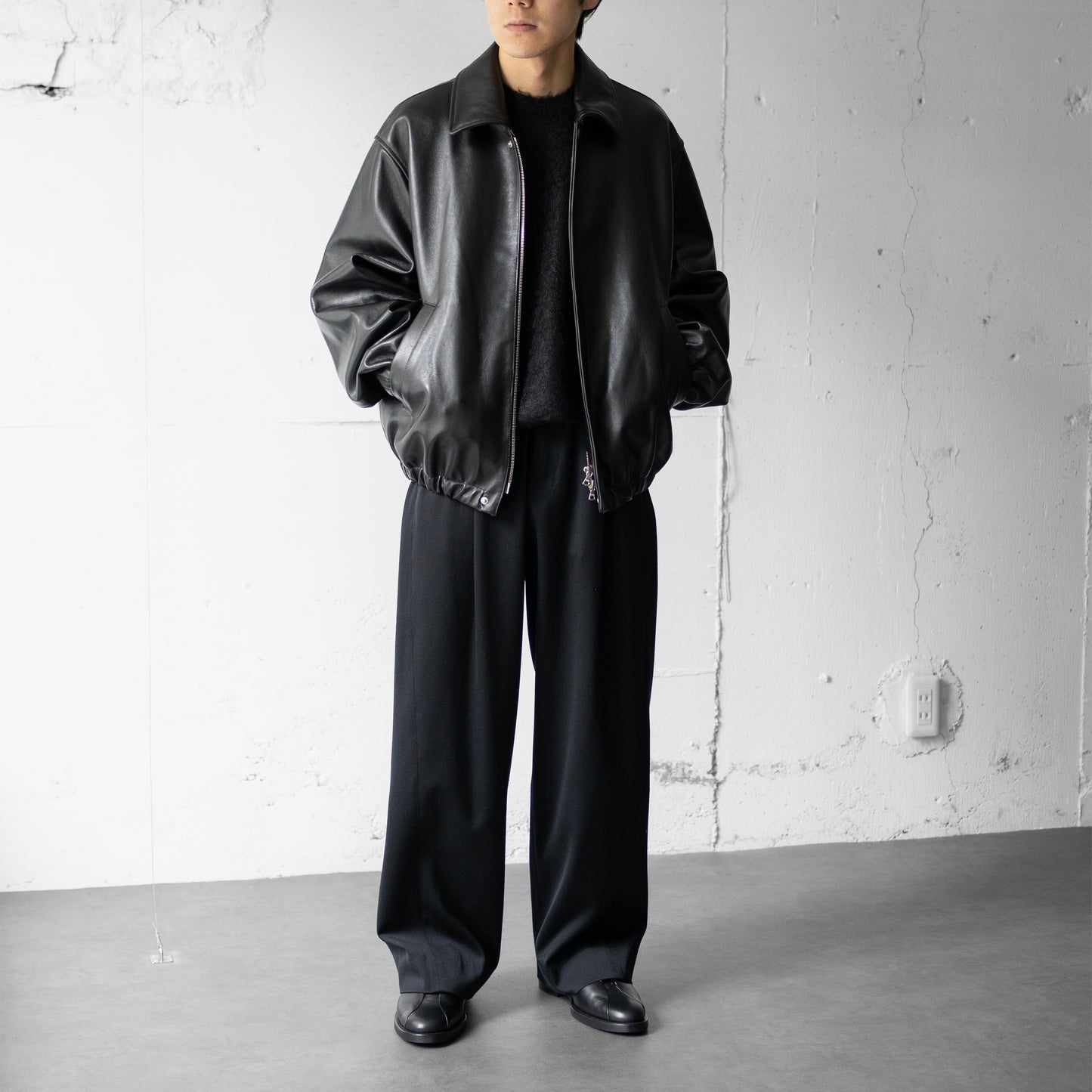 ssstein/ LEATHER ZIP SHORT JACKET "BLACK"