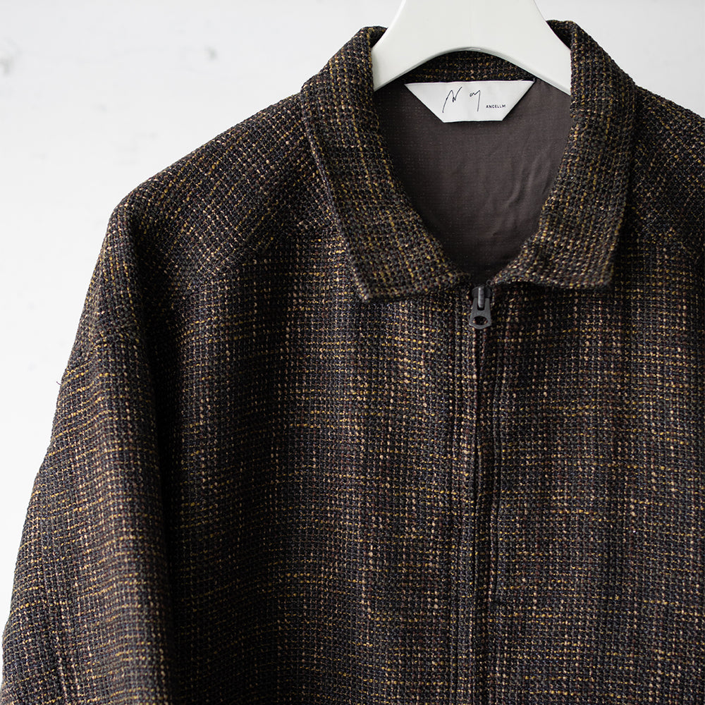 ANCELLM / TWEED ZIP JACKET "BROWN"