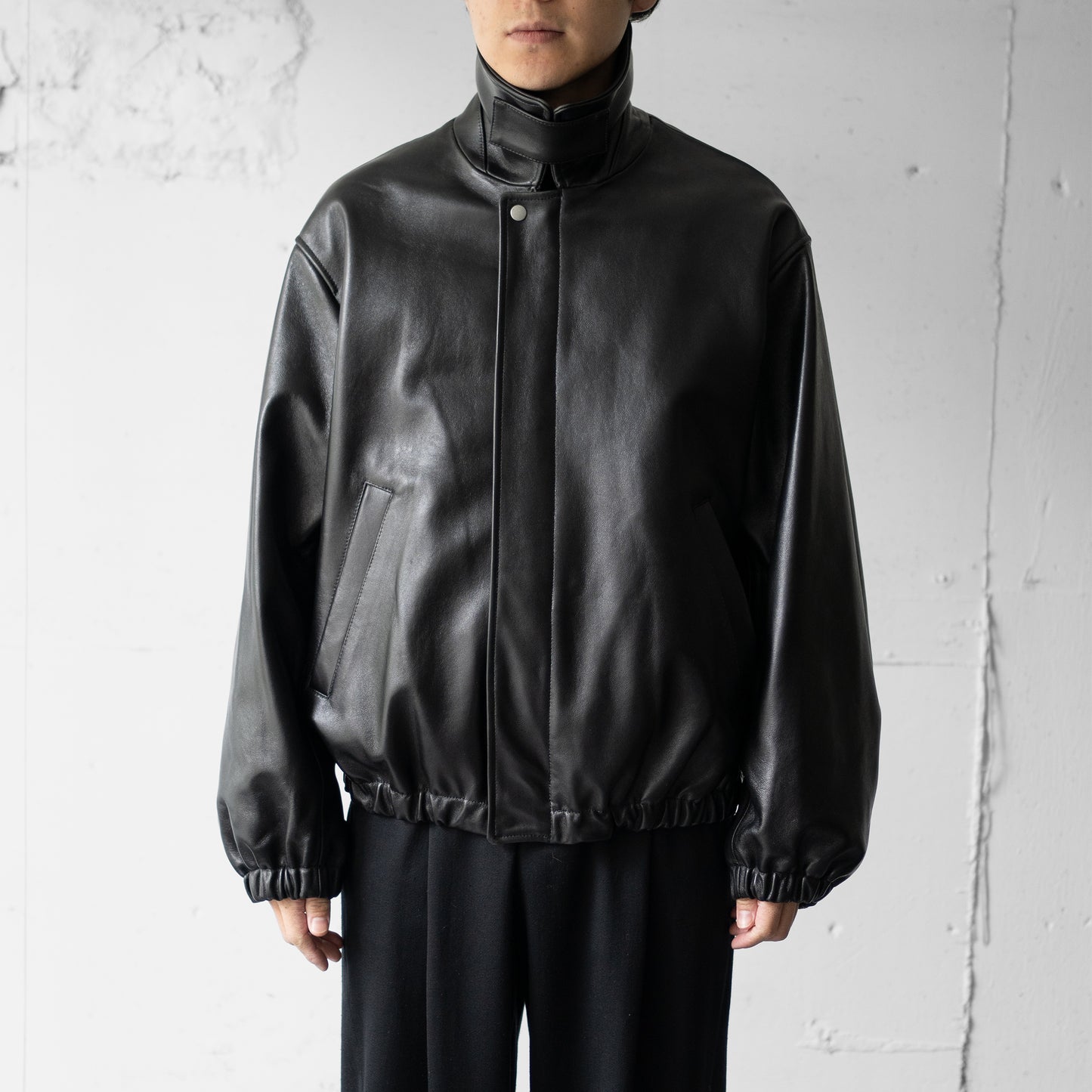 ssstein/ LEATHER ZIP SHORT JACKET "BLACK"