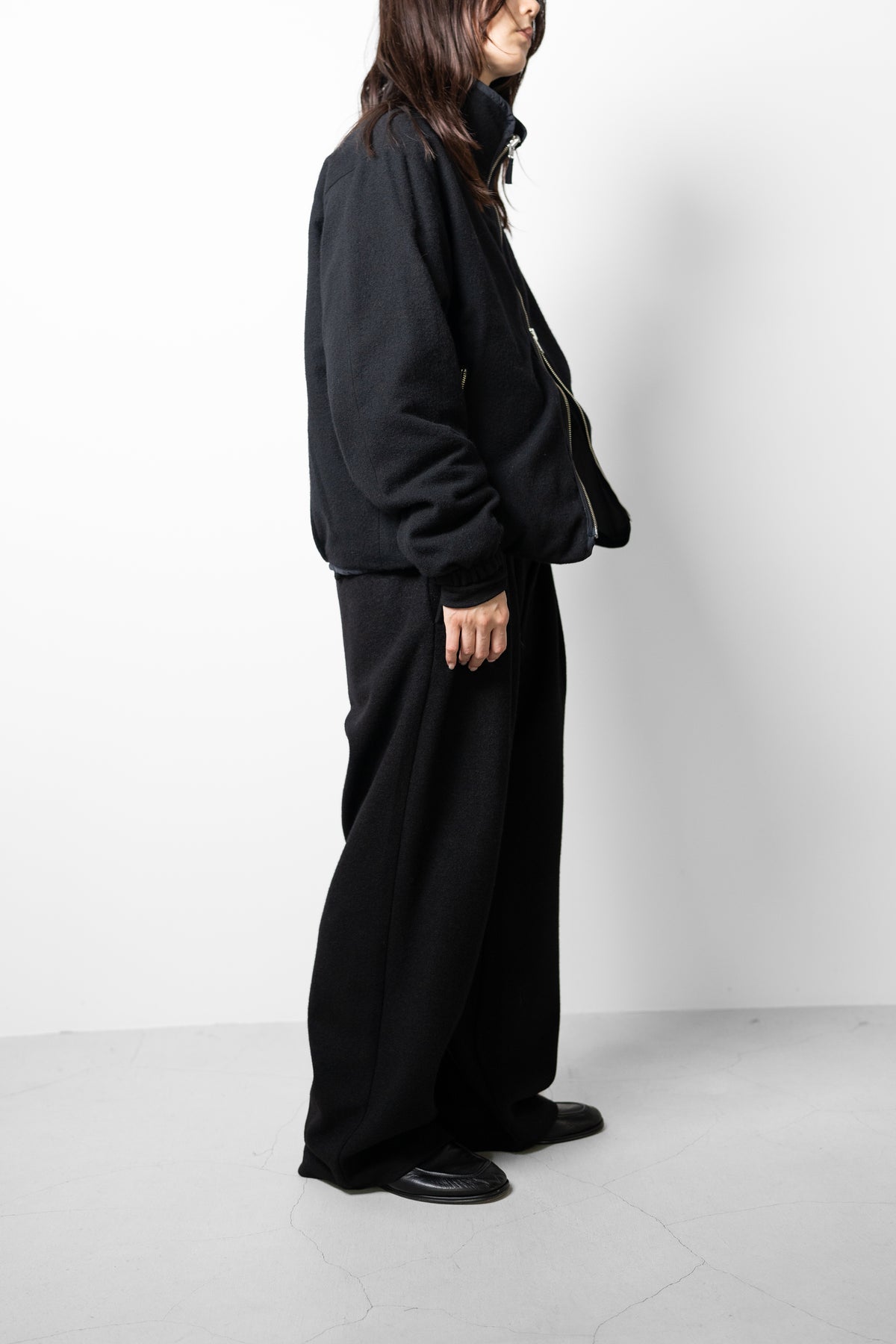 YOKE/ Wool Cashmere Fleece Reversible Blouson "Black"
