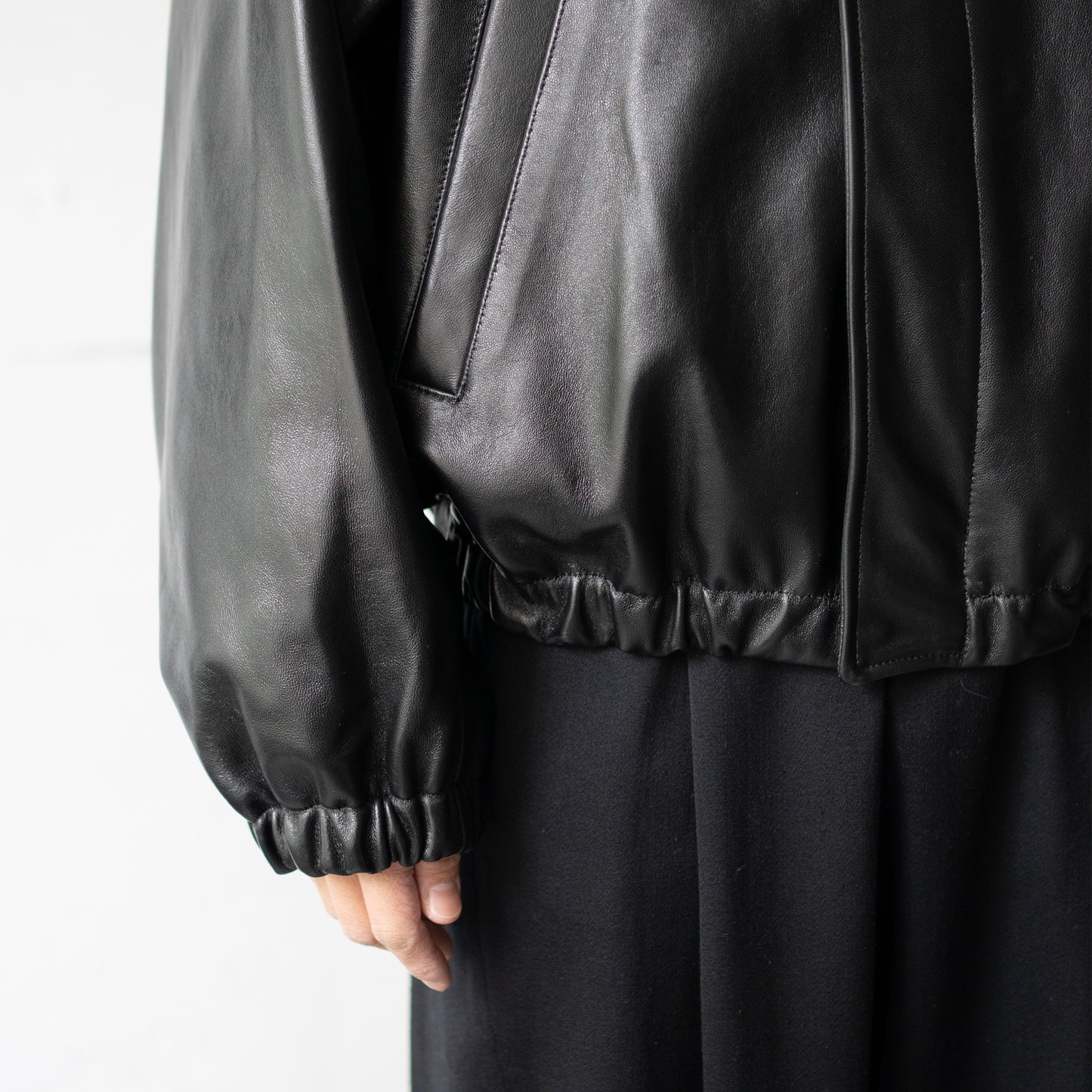 ssstein/ LEATHER ZIP SHORT JACKET "BLACK"