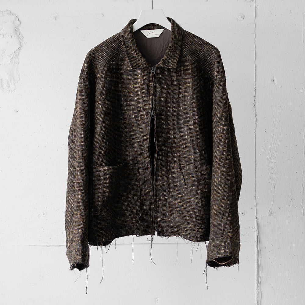 ANCELLM / TWEED ZIP JACKET "BROWN"