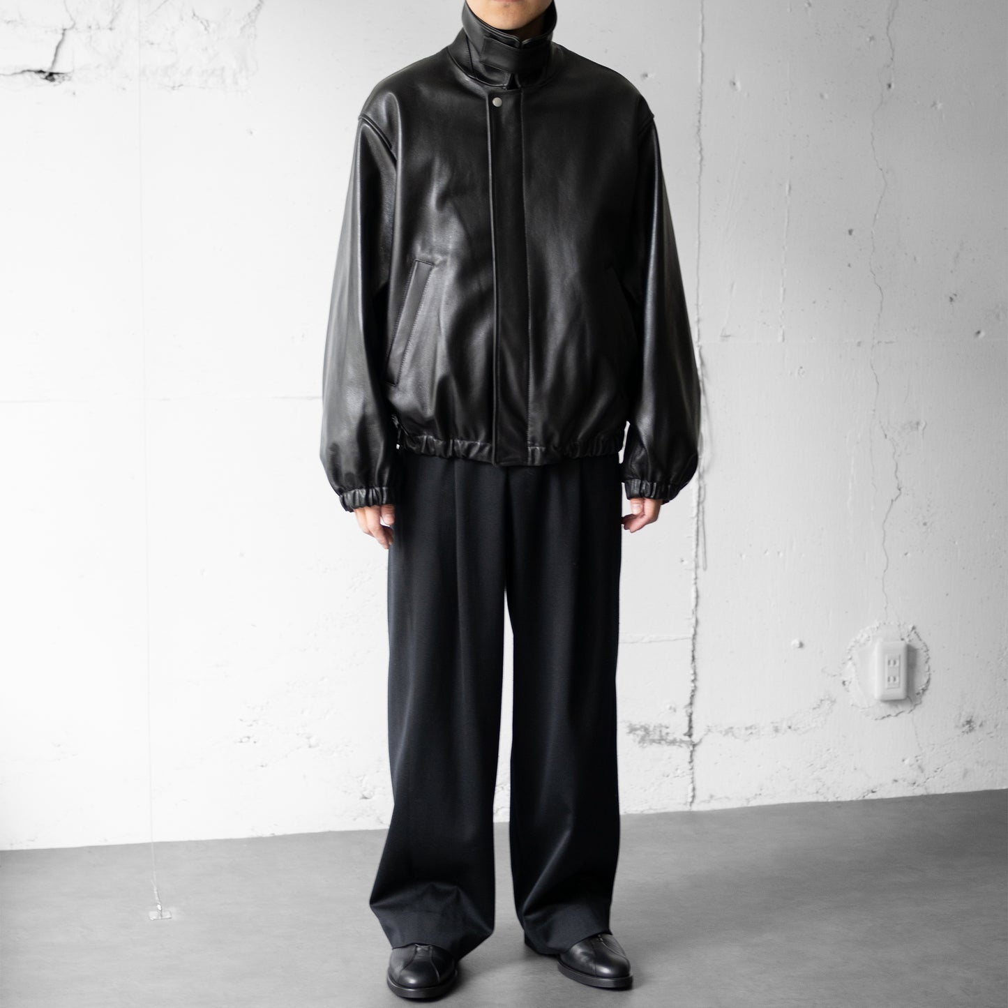 ssstein/ LEATHER ZIP SHORT JACKET "BLACK"