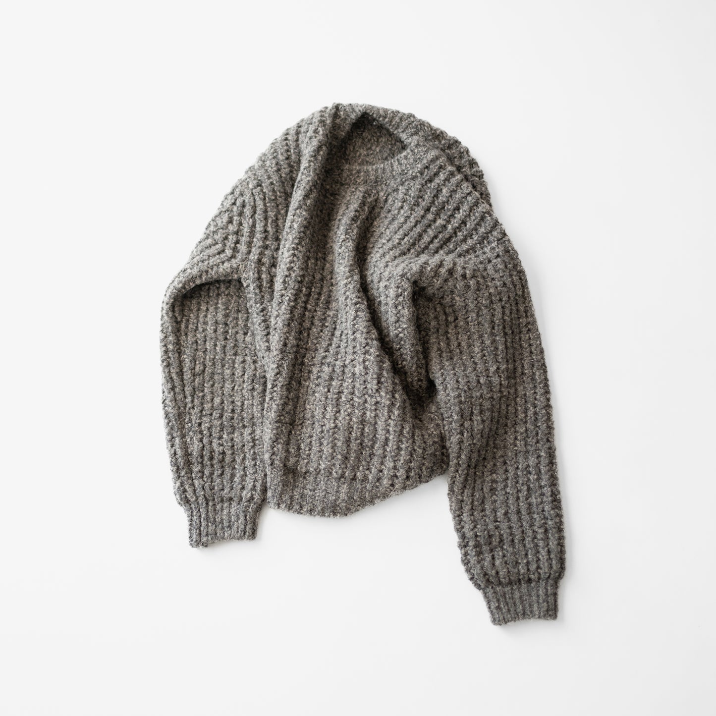 YOKE/ Baby Alpaca Big Waffle Sweater "TOP GRAY"