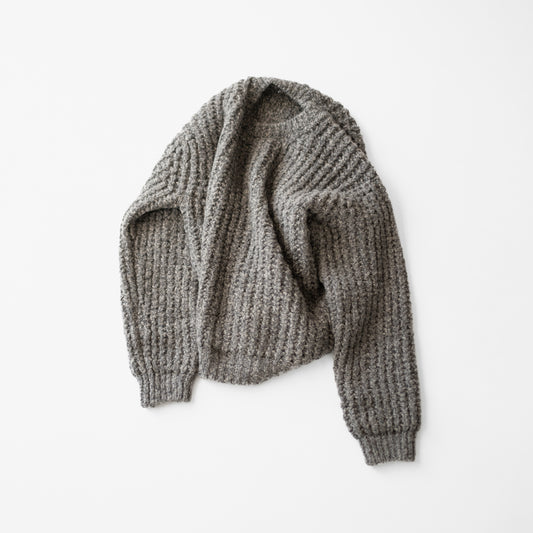YOKE/ Baby Alpaca Big Waffle Sweater "TOP GRAY"