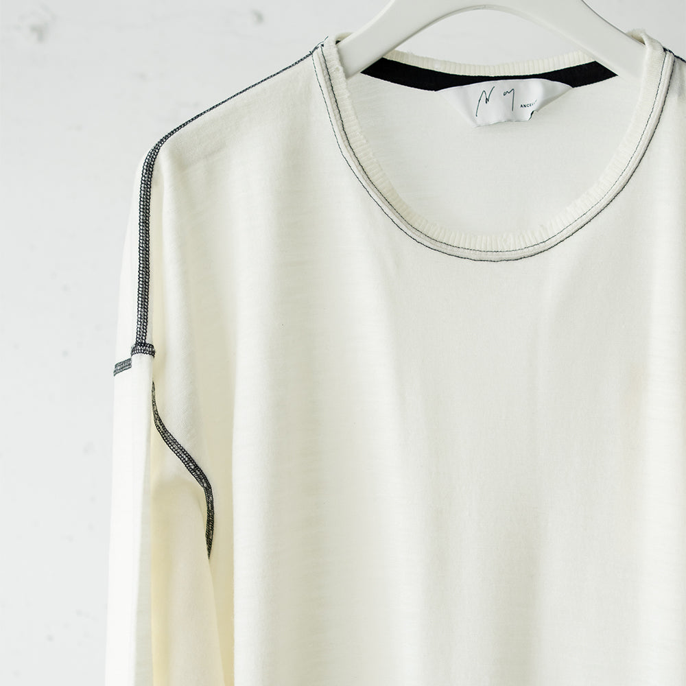 ANCELLM / DAMAGE WOOL CREW LS T-SHIRT "IVORY"