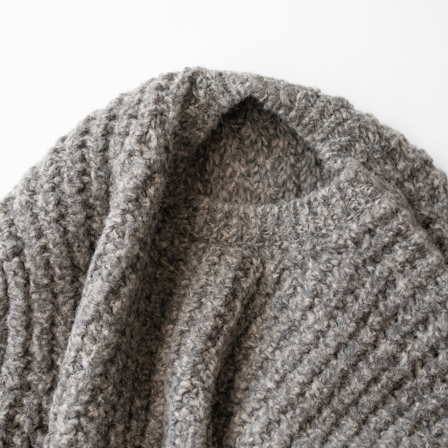 YOKE/ Baby Alpaca Big Waffle Sweater "TOP GRAY"