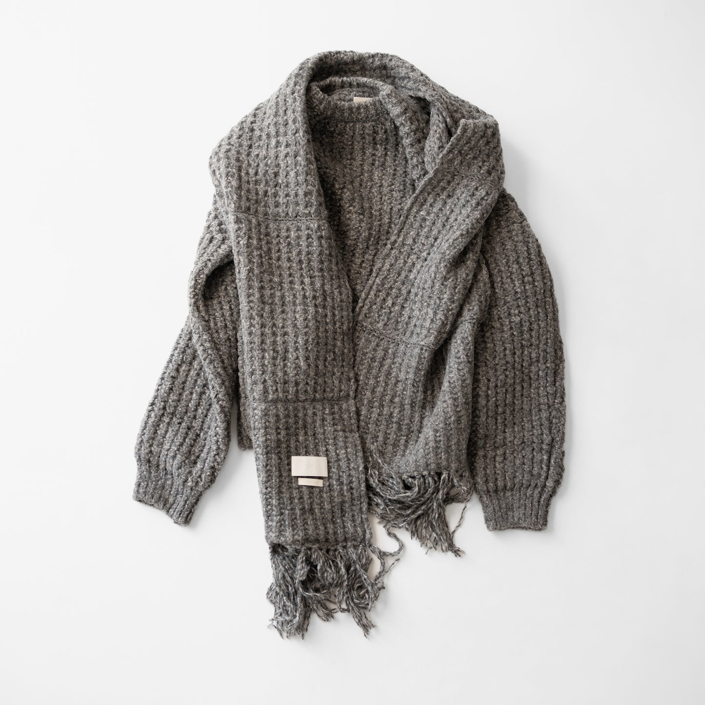 YOKE/ Baby Alpaca Big Waffle Sweater "TOP GRAY"