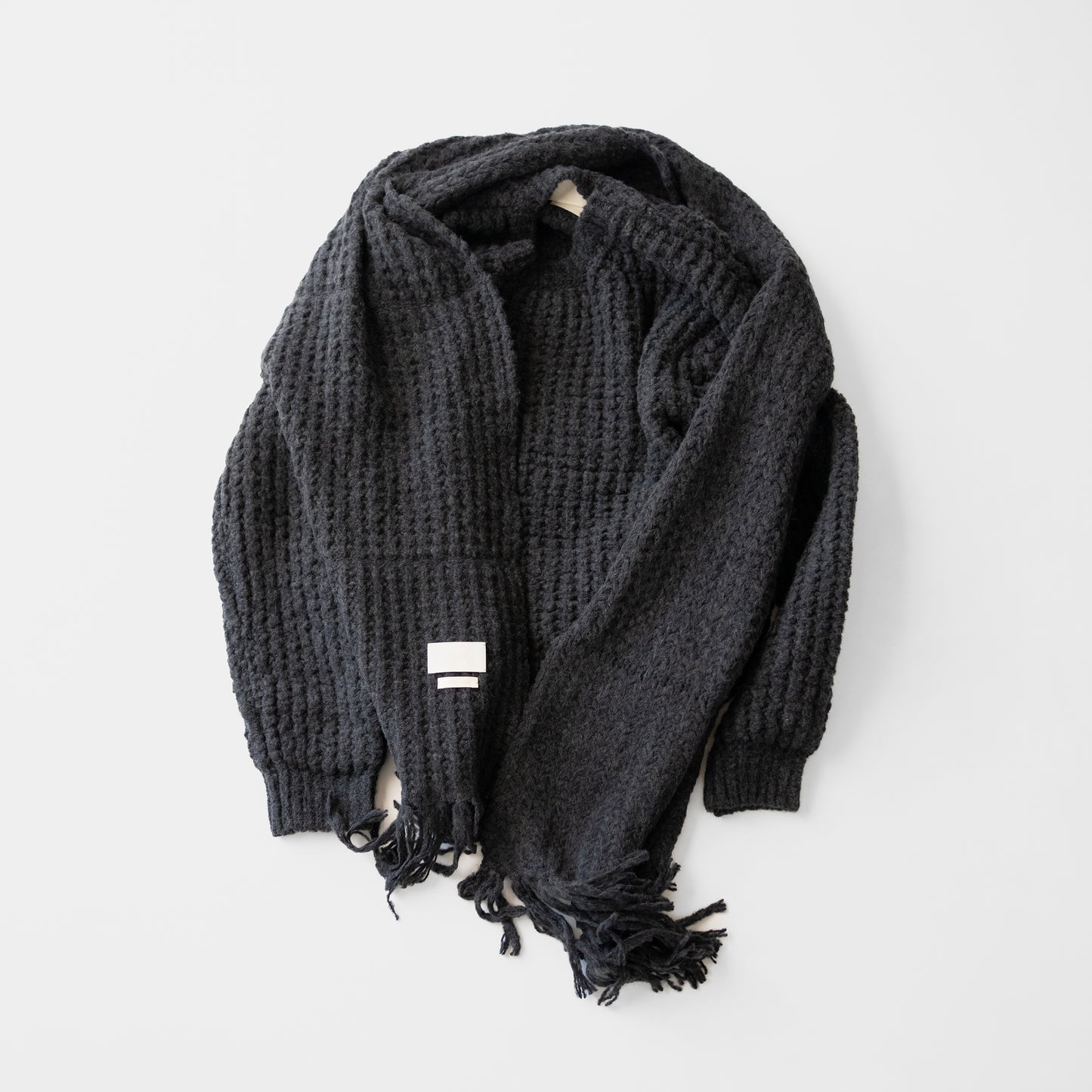 YOKE/ Baby Alpaca Big Waffle Long Stole "BLACK"