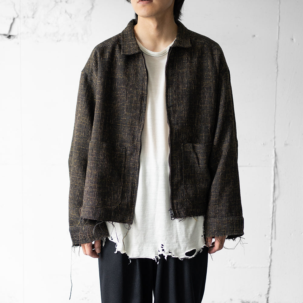 ANCELLM / TWEED ZIP JACKET "BROWN"