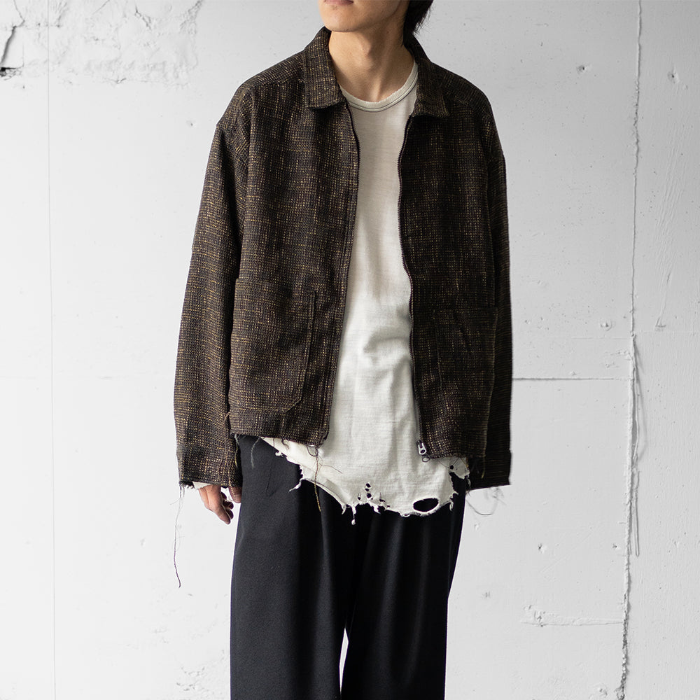 ANCELLM / TWEED ZIP JACKET "BROWN"