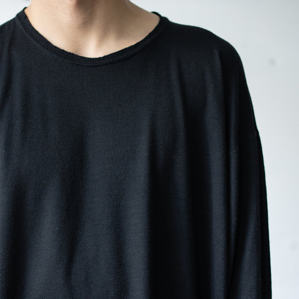 ANCELLM / DAMAGE WOOL CREW LS T-SHIRT "BLACK"