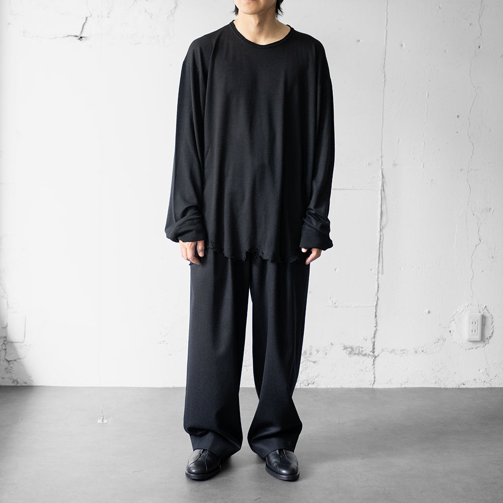 ANCELLM / DAMAGE WOOL CREW LS T-SHIRT "BLACK"