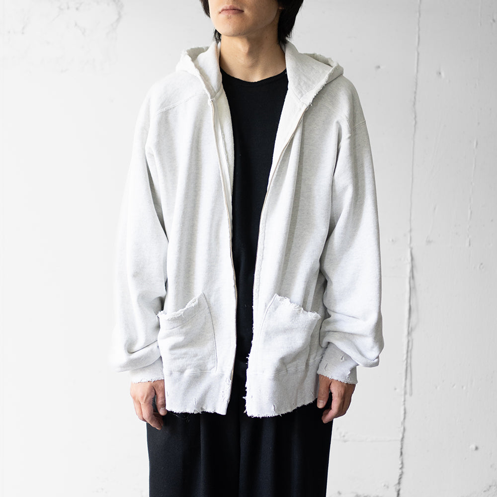 ANCELLM / CRASH ZIP HOODIE "HEATHER WHITE"