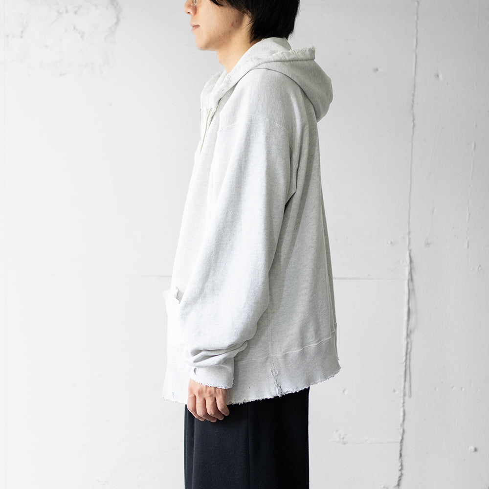 ANCELLM / CRASH ZIP HOODIE "HEATHER WHITE"