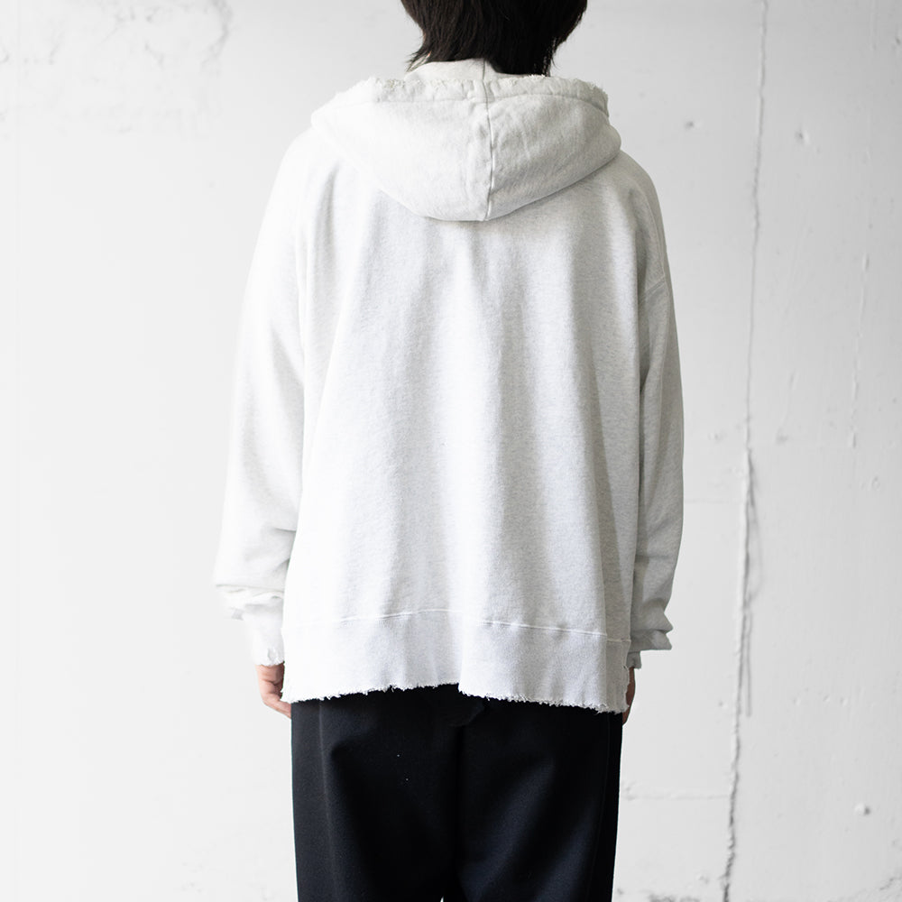 ANCELLM / CRASH ZIP HOODIE "HEATHER WHITE"