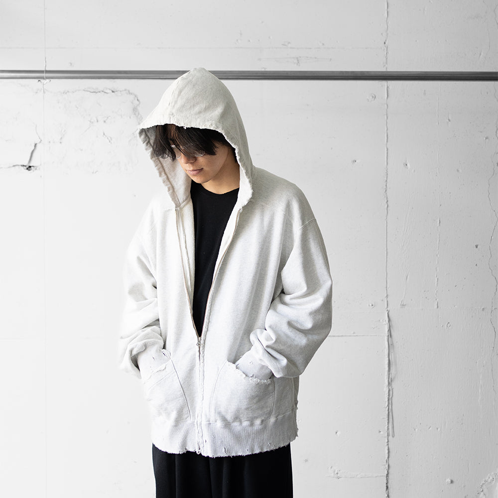 ANCELLM / CRASH ZIP HOODIE "HEATHER WHITE"