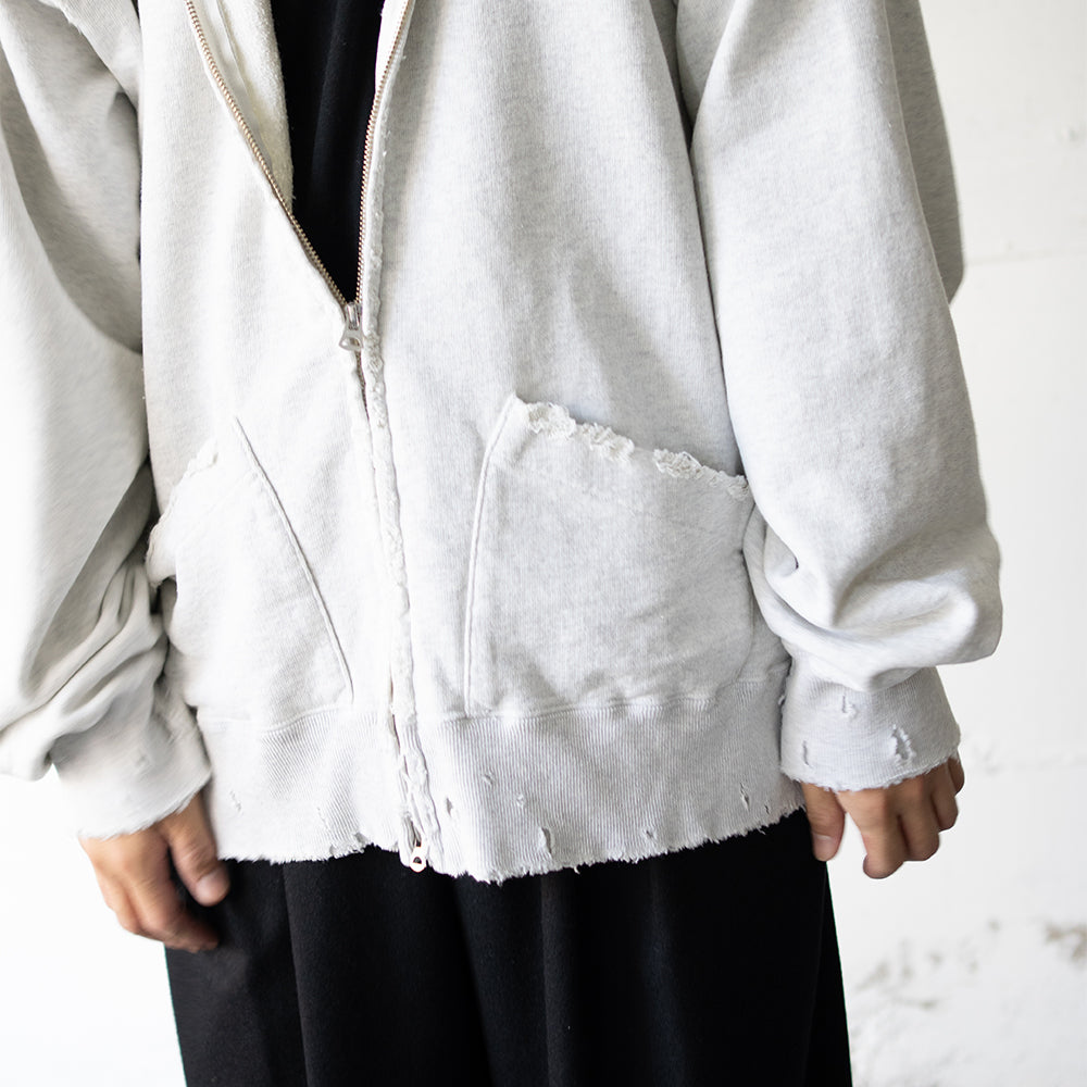 ANCELLM / CRASH ZIP HOODIE "HEATHER WHITE"