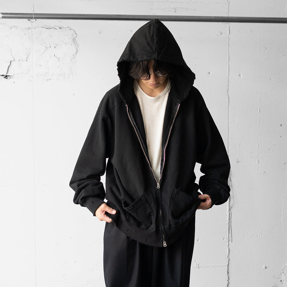 ANCELLM / CRASH ZIP HOODIE "BLACK"