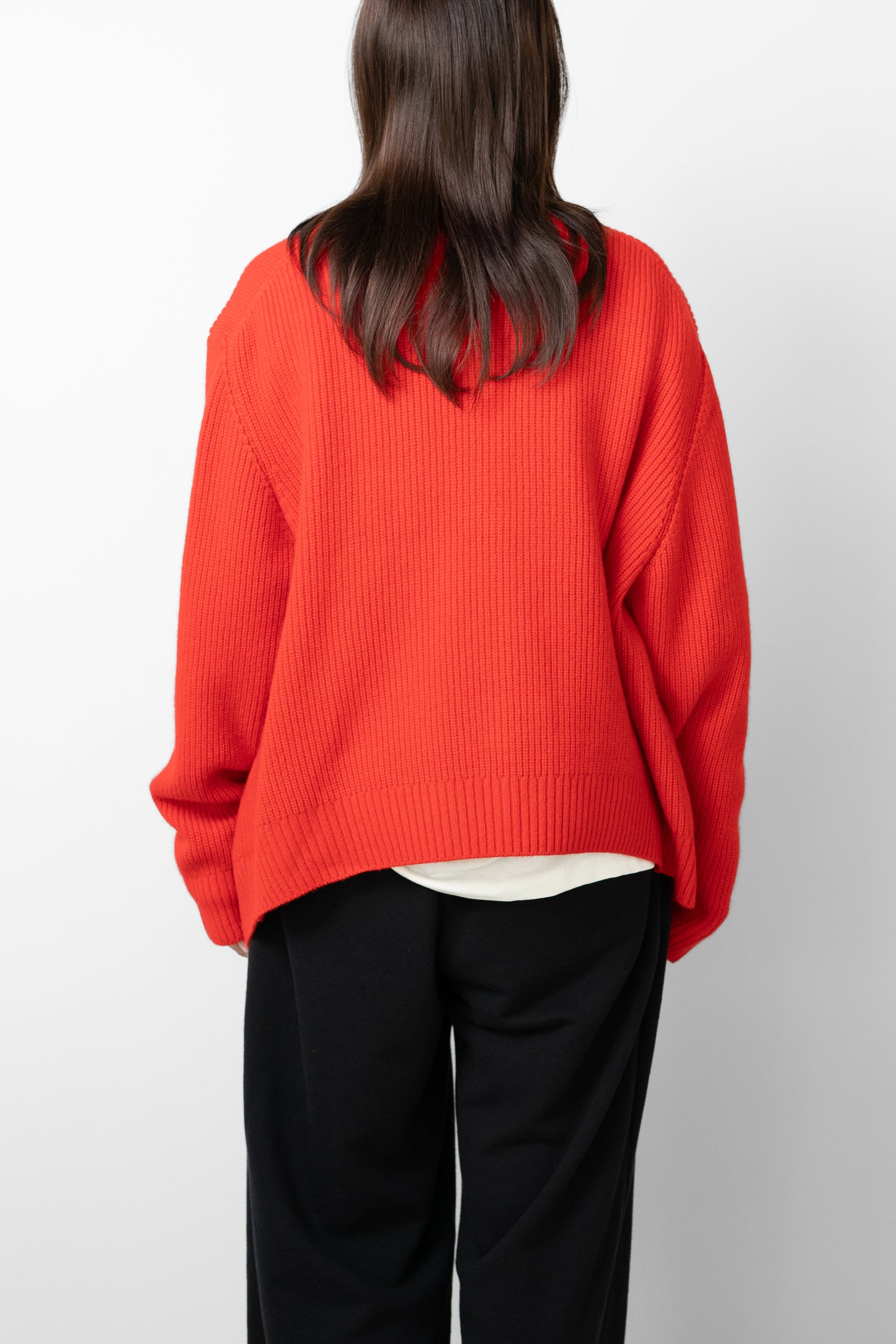YOKE/ Sculptural Wired Crew Neck Cardigan "RED"