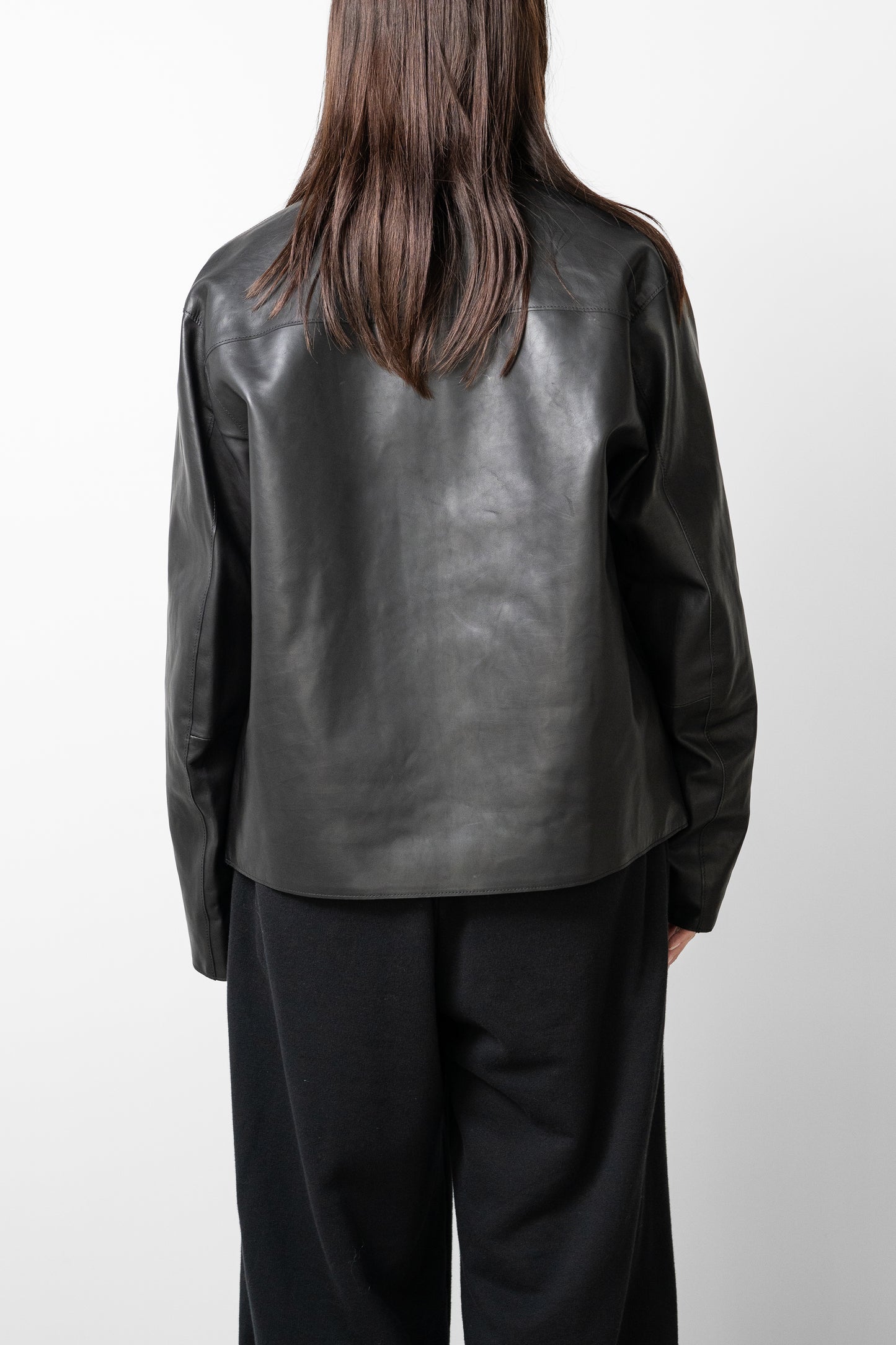 YOKE/ Calf Nappa Leather Minimal Blouson "BLACK"