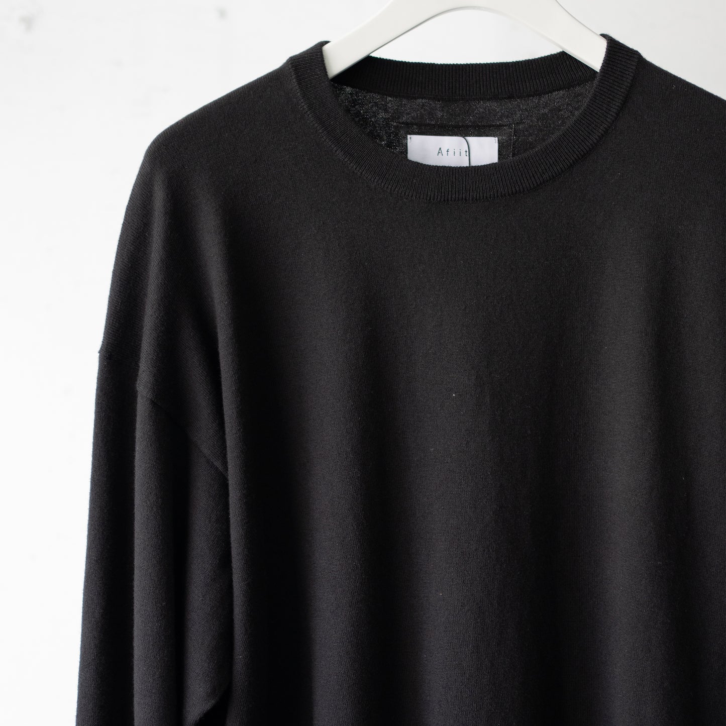 Afiit / COTTON CASHMERE KNITL/S "BLK"