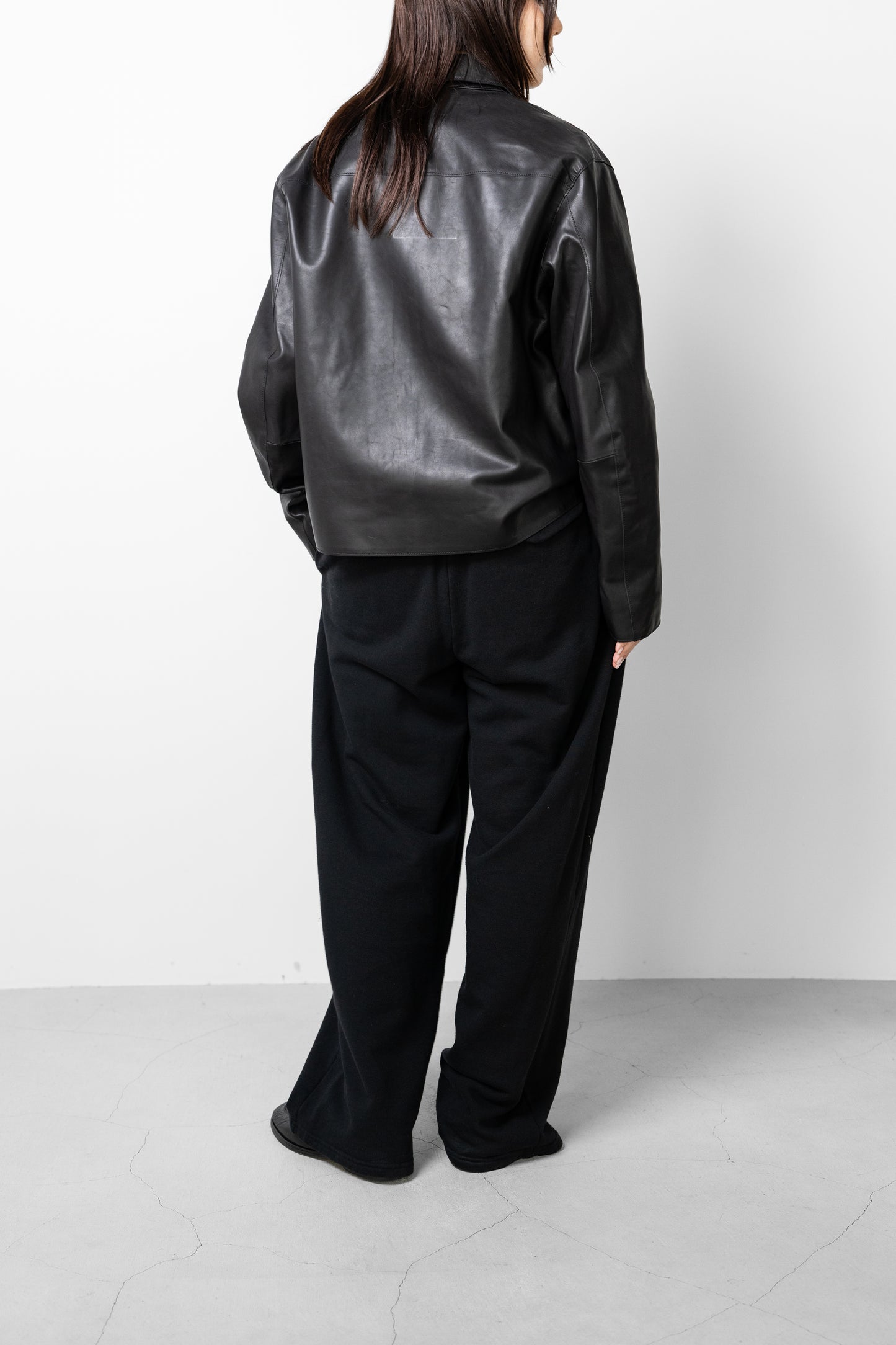 YOKE/ Calf Nappa Leather Minimal Blouson "BLACK"