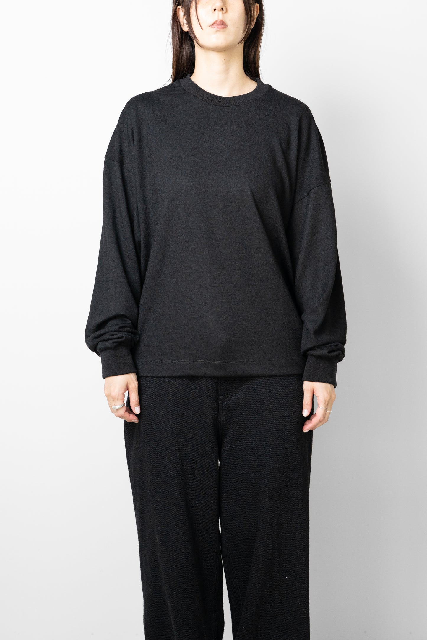 ROTOL/ Wool Wide Long Sleeve Tee "BLACK"