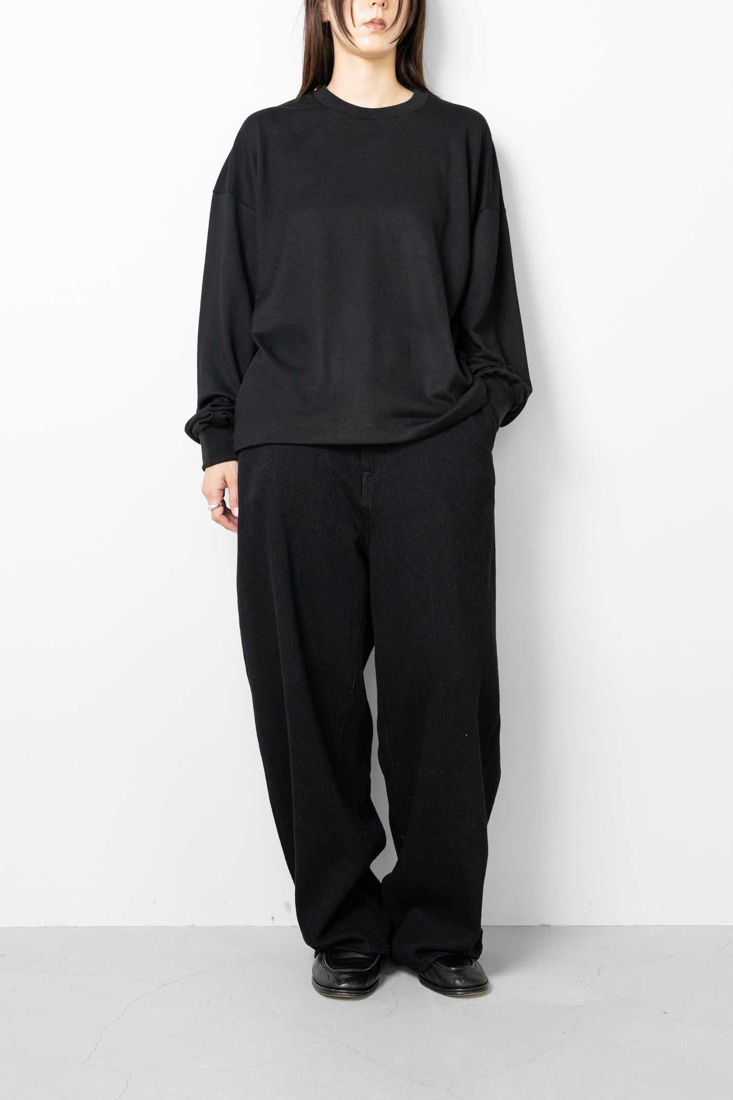 ROTOL/ Wool Wide Long Sleeve Tee "BLACK"
