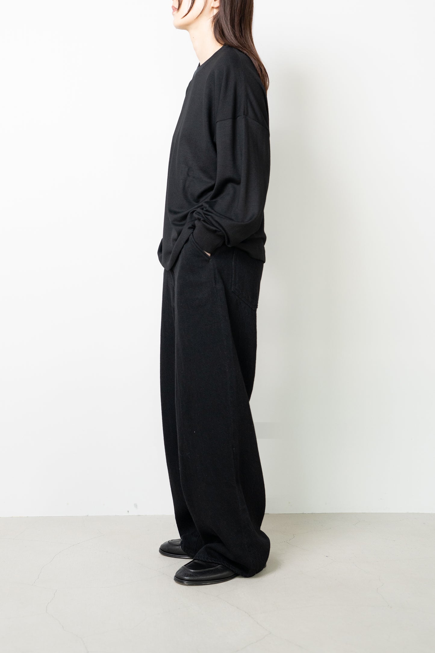 ROTOL/ Wool Wide Long Sleeve Tee "BLACK"