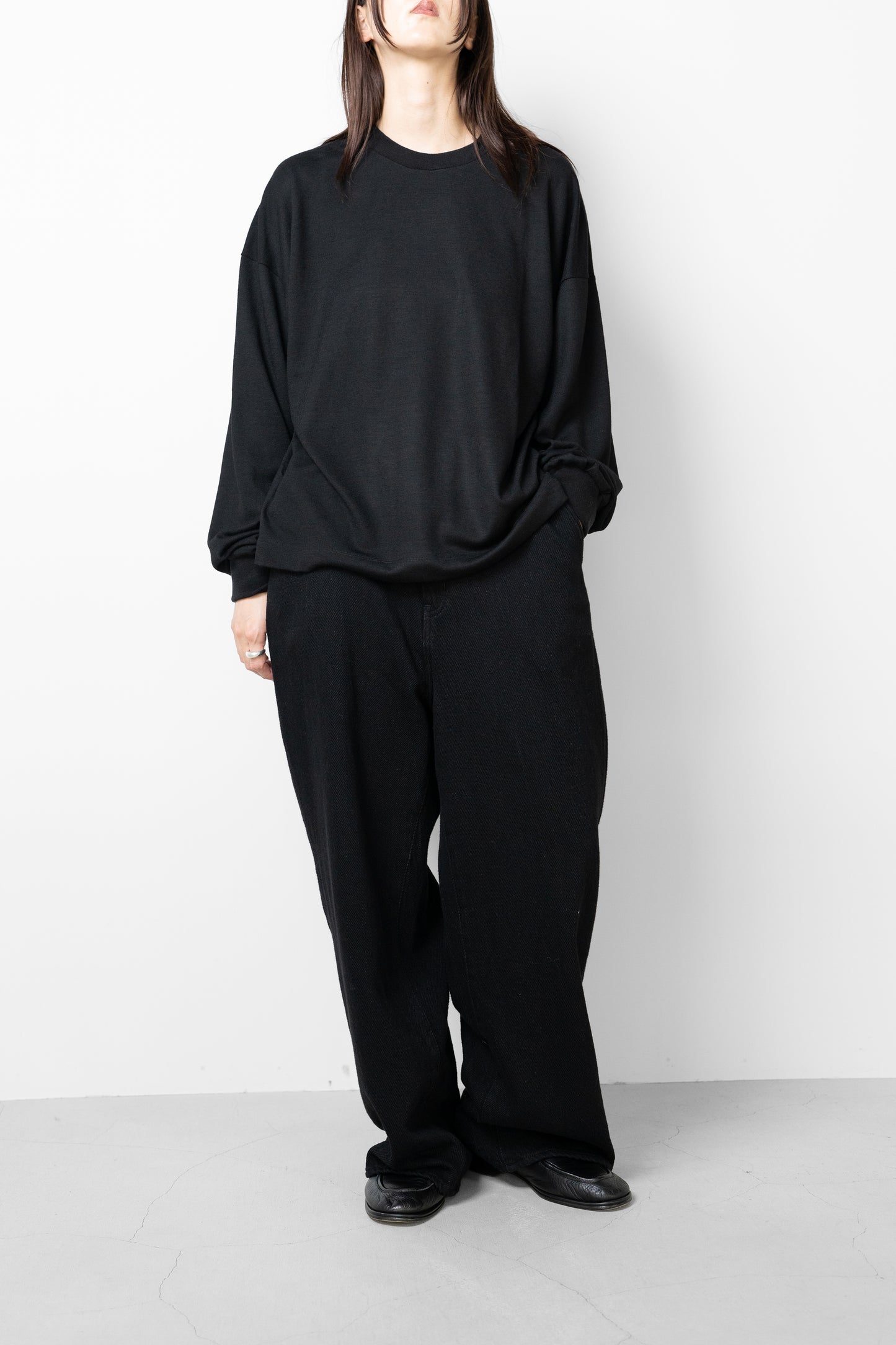 ROTOL/ Wool Wide Long Sleeve Tee "BLACK"