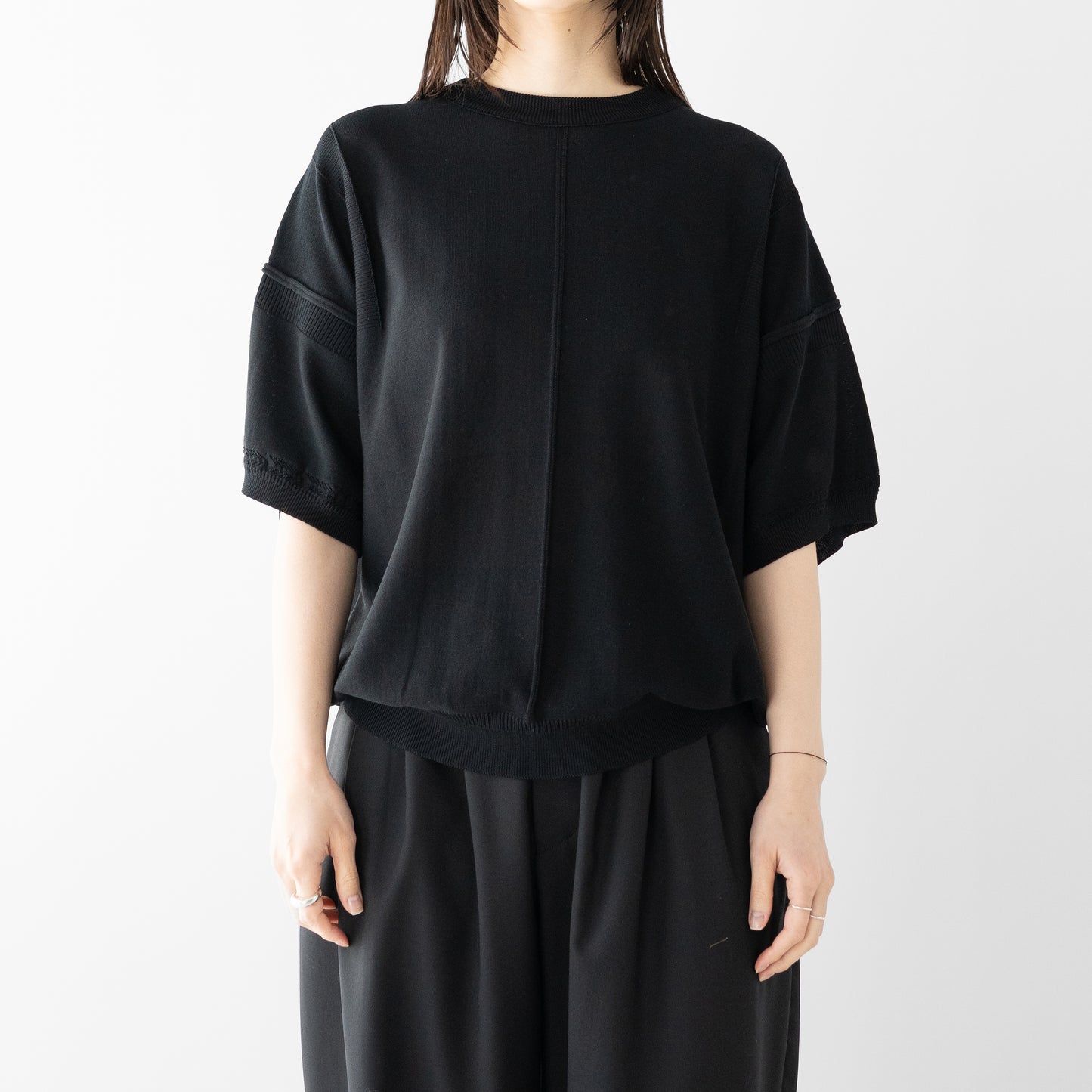 YASHIKI / Mebuki S/S Knit "BLACK"