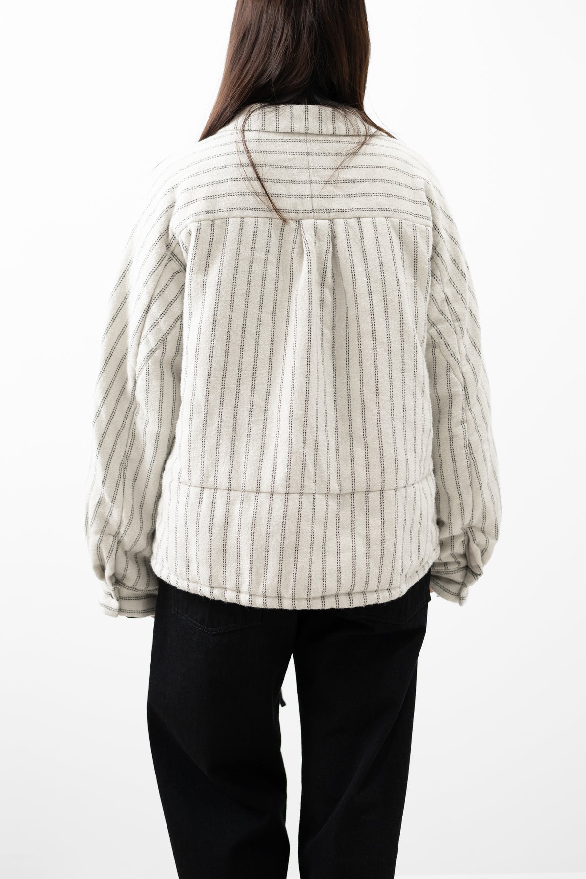 ANCELLM / STRIPE PADDED SHIRT "IVORY"