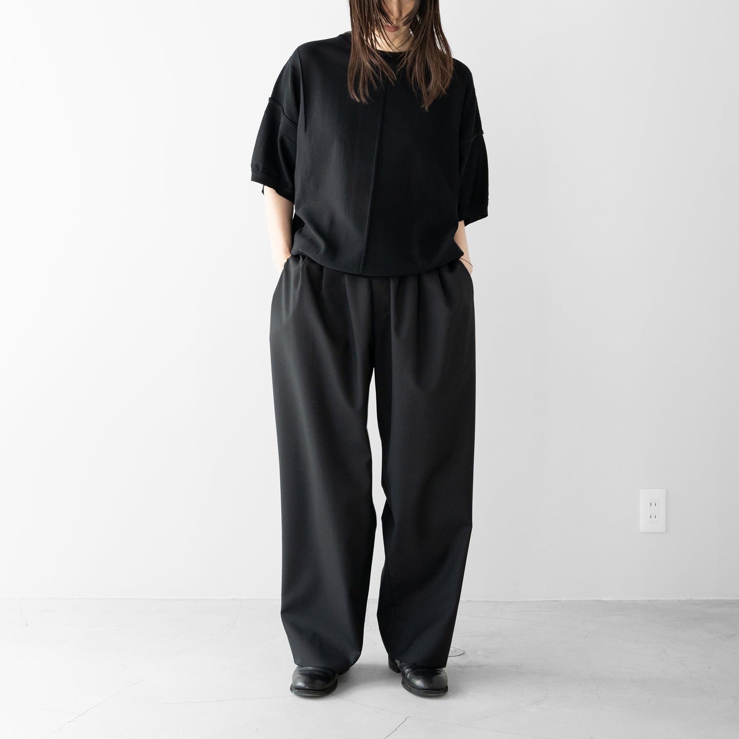 YASHIKI / Mebuki S/S Knit "BLACK"